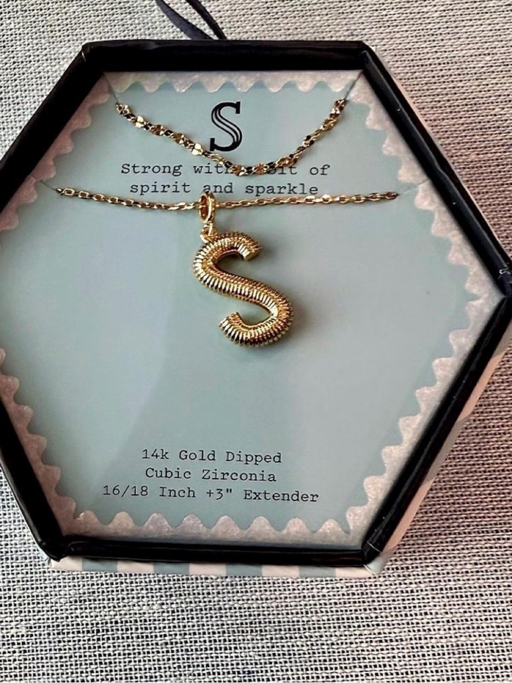 a new day Gold 'S' Initial Necklace with Textured Pendant